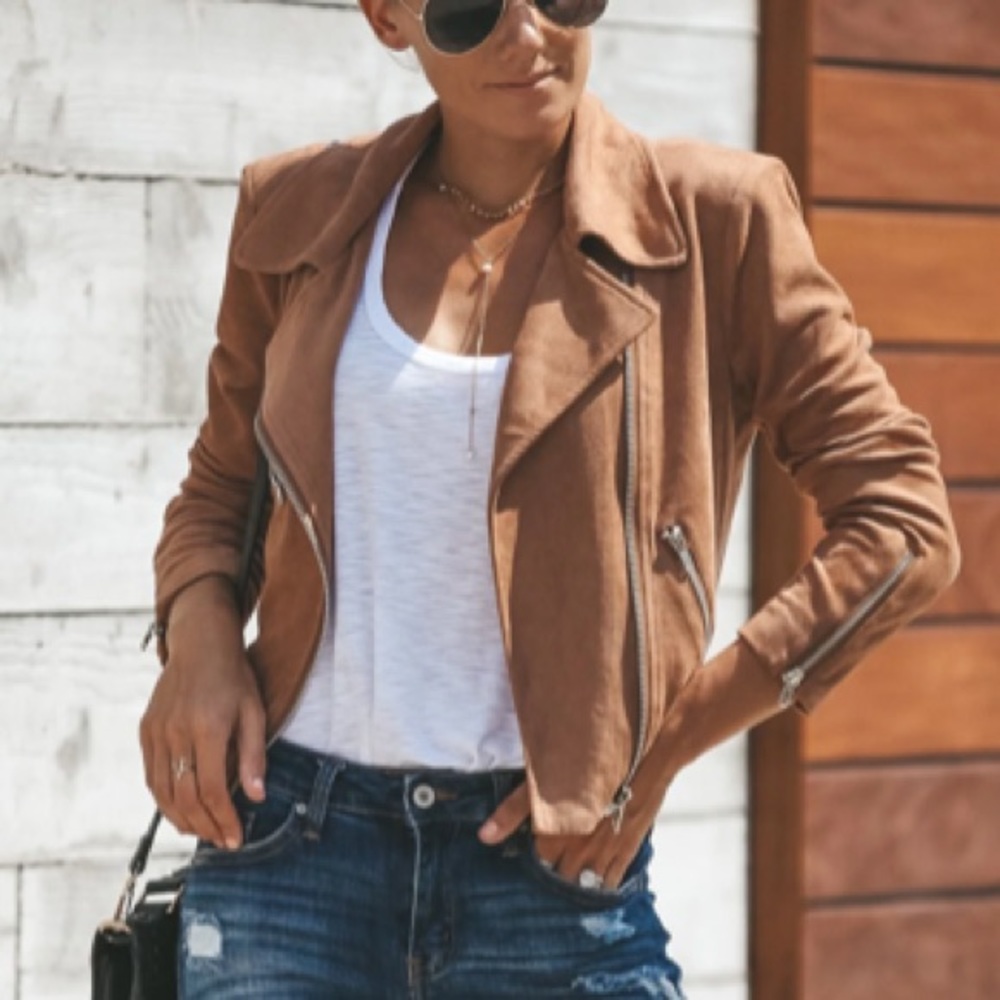 women faux suede women jacket camel brown coat blazer